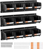 VEVOR Boîtes empilables murales, 137x105x75mm (12 Pièces) & 3 Rails métalliques, Boîtes de rangement visibles pour vis, écrous, boulons, clous, organisateur d'outils pour atelier, salle de loisirs, garage, noir