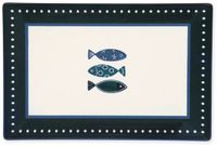 Excelsa Ocean Set van 6 rechthoekige borden van keramiek, decoratie met blauwe vissen, 30 x 20 cm