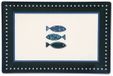 Excelsa Ocean Set van 6 rechthoekige borden van keramiek, decoratie met blauwe vissen, 30 x 20 cm
