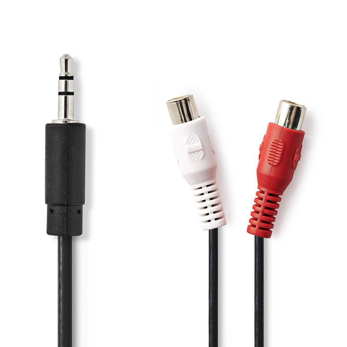 Nedis CAGB22250BK02 audiokabel 0,2 m 3.5mm 2 x RCA Zwart
