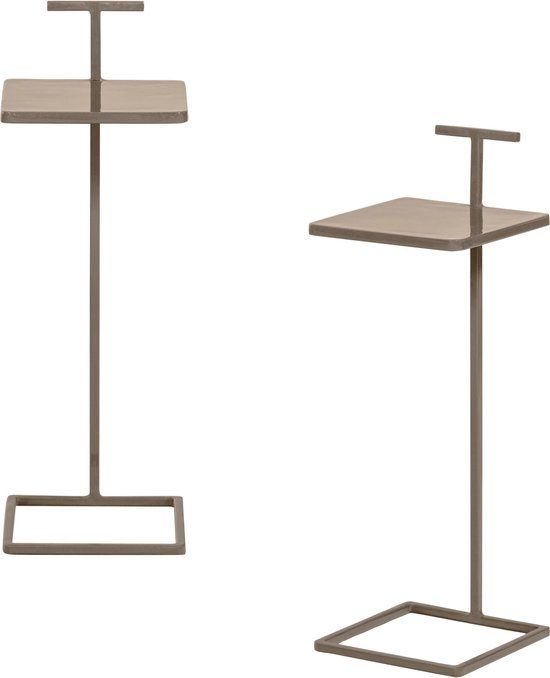 WOOOD Toste bijzettafel - Metaal - Donker Zand - Set van 2