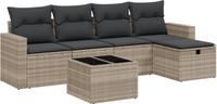 vidaXL 6-delige Loungeset met kussens, poly rattan, lichtgrijs