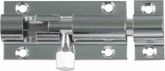 AMIG schuifslot/plaatgrendel - messing - 4 x 2.55 cm - verchroomd - deur - poort