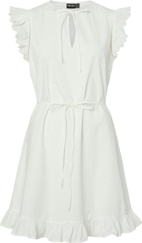 PIECES PCGOLDIE SL DRESS WVN Meisjes Mini jurk L Katoen Cloud Dancer