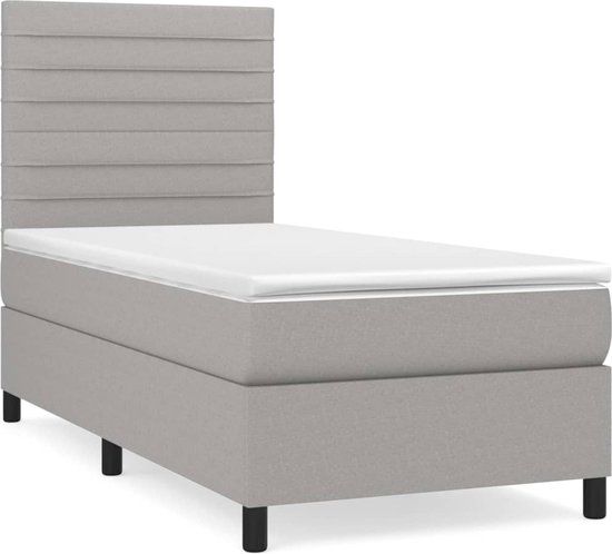 vidaXL Boxspring met matras stof lichtgrijs 90x190 cm