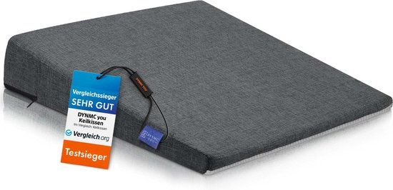 Comfortabel DYNMC YOU Ergonomisch zitkussen stoel - Stevig, vormvast - Modern schuimrubberen zitkussen, stoelverhoger, wigkussen kantoor, auto - Donkergrijs