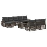 vidaXL Tuinbank Set 11 st Grijs en Donkergrijs poly rattan