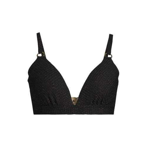 BEACHWAVE voorgevormde beugel bikinitop met lurex en textuur zwart