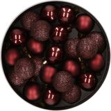 Decoris Boules de Noël - 28 ST - mini - acajou brun - plastique - 3 cm - brillant/mat/pailleté