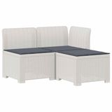 vidaXL 3-zits tuinbank met kussens in rattanlook PP Wit