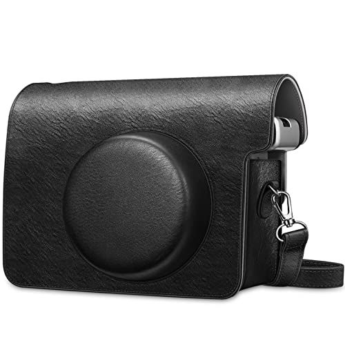 Fintie beschermhoes voor Fujifilm instax Wide 300, Premium Kunstleer Tas Reis Cameratas Hoes, Afdekking met Afneembare Riem, zwart