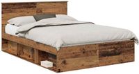 vidaXL Bedframe met hoofdeinde Oudhout 140 x 190 cm Bewerkt hout