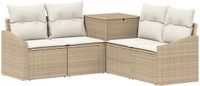 vidaXL Bankstel 2 zitplaatsen Beige en Crèmewit Polyrattan en Staal