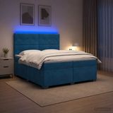 vidaXL Boxspringbed met matras, Blauw, 200 x 200 cm, Fluweel