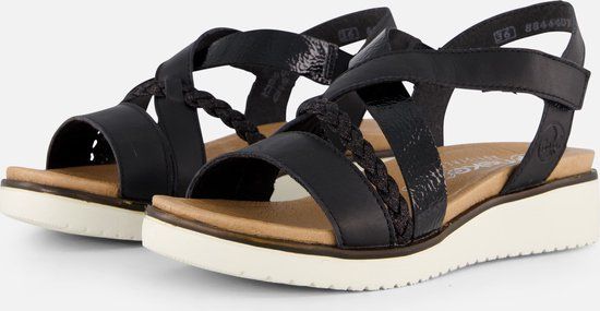 Rieker Sandalen Zwart Dames Maat 36 - Platte sandalen - Imitatieleer