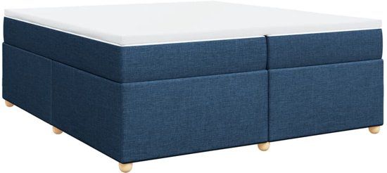 vidaXL Boxspringbed met matras stof blauw 200x200 cm