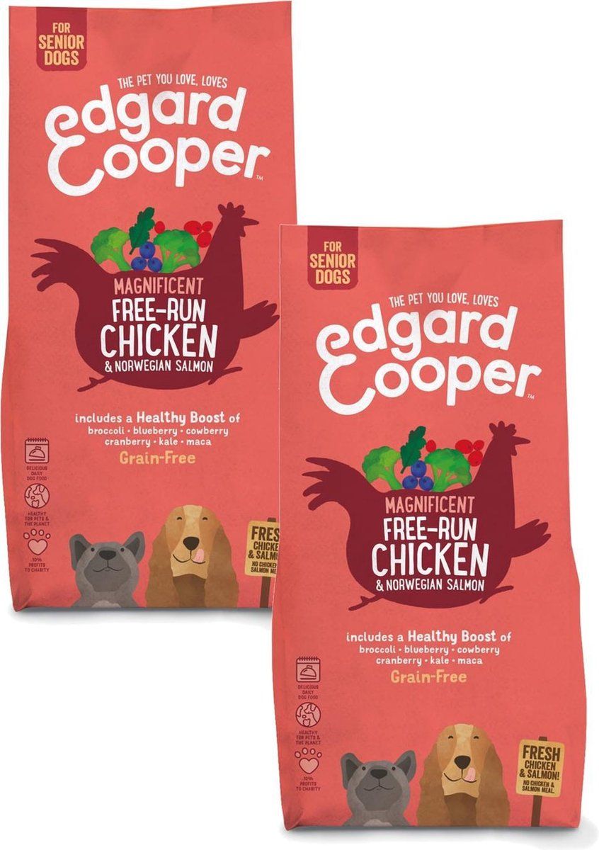 Edgard & Cooper Verse scharrelkip & Noorse zalm Senior - Hondenvoer - 2 x 12kg