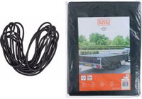 BLACK+DECKER Afdekzeil/dekzeil set aanhangers - incl. 7 meter elastiektouw - zwart - waterdicht - 300 x 400 cm