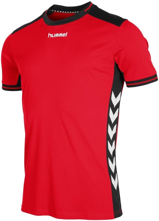 Hummel Lyon Sportshirt performance - Maat L - Unisex - rood/zwart