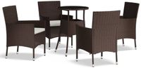 vidaXL 5-delige Bistroset met kussens, polyrattan, bruin