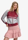 Superdry - Cult Zip-Through Tracktop Relaxed Pasvorm - Dames - Hoodies - Bordeaux Red/Glacier Grey Marl - Maat 14