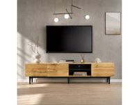 ZEVKOR Meuble TV - 175 cm - 3 portes - Niche ouverte - LED contrôlable via application