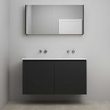 Ensemble de meubles de salle de bain On-Line - 120 cm - Prémonté - 2 portes sans poignée - Lavabo en acrylique - sans trou de robinet - Armoire miroir - Noir mat