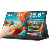 UPERFECT Draagbare Monitor Touchscreen 15.6" 125%sRGB Matte FHD 2000:1 Contrastverhouding, Multifunctionele Lederen Tas, Compatibel met VESA, Dubbele USB-C Aansluiting voor Laptop/Telefoon/Spelconsole