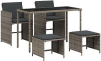 vidaXL 5-delige Tuinset met kussens, polyrattan, grijs
