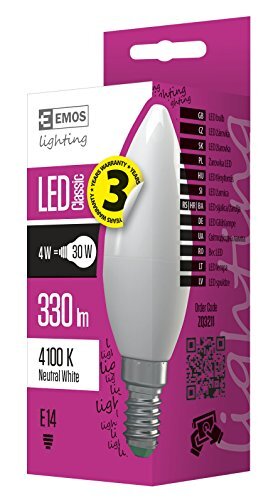 Emos LED gloeilamp Classic Candle 4W E14 neutraal wit, glas, 4 W, transparant, 4,4 x 4,4 x 11 cm