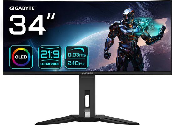 Gigabyte MO34WQC2 - 34 inch - Curved Ultrawide OLED Gaming Monitor - 3440 x 1440 - 240Hz