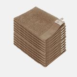 Walra Washand - Soft Cotton - Set van 12 - Hotel Kwaliteit - 100% Katoen - 550 g/m² - 16x21 cm - Bruin