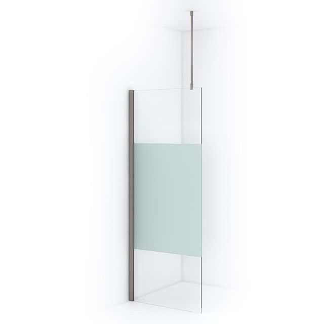 Maxaro Inloopdouche Diamond 80cm 8mm Helder Veiligheidsglas met Matte Strook Geborsteld RVS