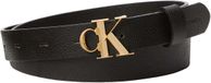 Calvin Klein Facet CK Buckle Pebble Strap 25M Dames Riem Zwart Leer Zilverkleurig