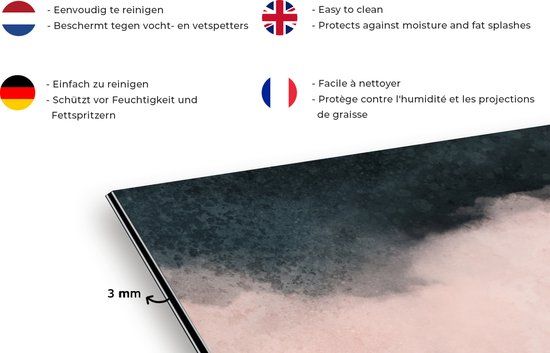 KitchenYeah Spatscherm keuken - Abstract - Design - Verf - Pastel - Glitter - 120x80 cm - Aluminium