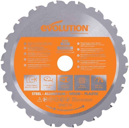 Evolution RAGE Serie - TCT Cirkelzaagblad - 165mm - 18 Tanden - Multi-materiaal