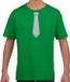 Bellatio Decorations Shoppartners Bv Verkleedkleding t-shirt - groen - met kleine Stropdas - zilveren glitters - voor kinderen - carnaval 122/128