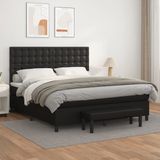 vidaXL Boxspringbed met matras, kunstleer, zwart, 160x200 cm