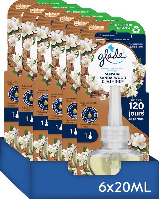 Glade Electric Scented Oil Navulling Sensual Sandalwood & Jasmine - 6 x 20ML