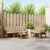 vidaXL Loungeset 5-zits acaciahout Natuurlijk en beige inclusief tafel