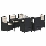 vidaXL - Eettafel Set - 7-delig - Zwart - Poly Rattan