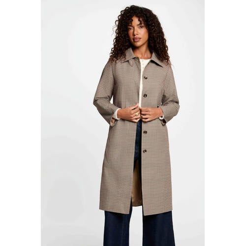 Morgan Beige Checked Trench Coat with Belt