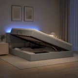 vidaXL LED opbergbed met matras Lichtgrijs 140 x 200 cm Stof