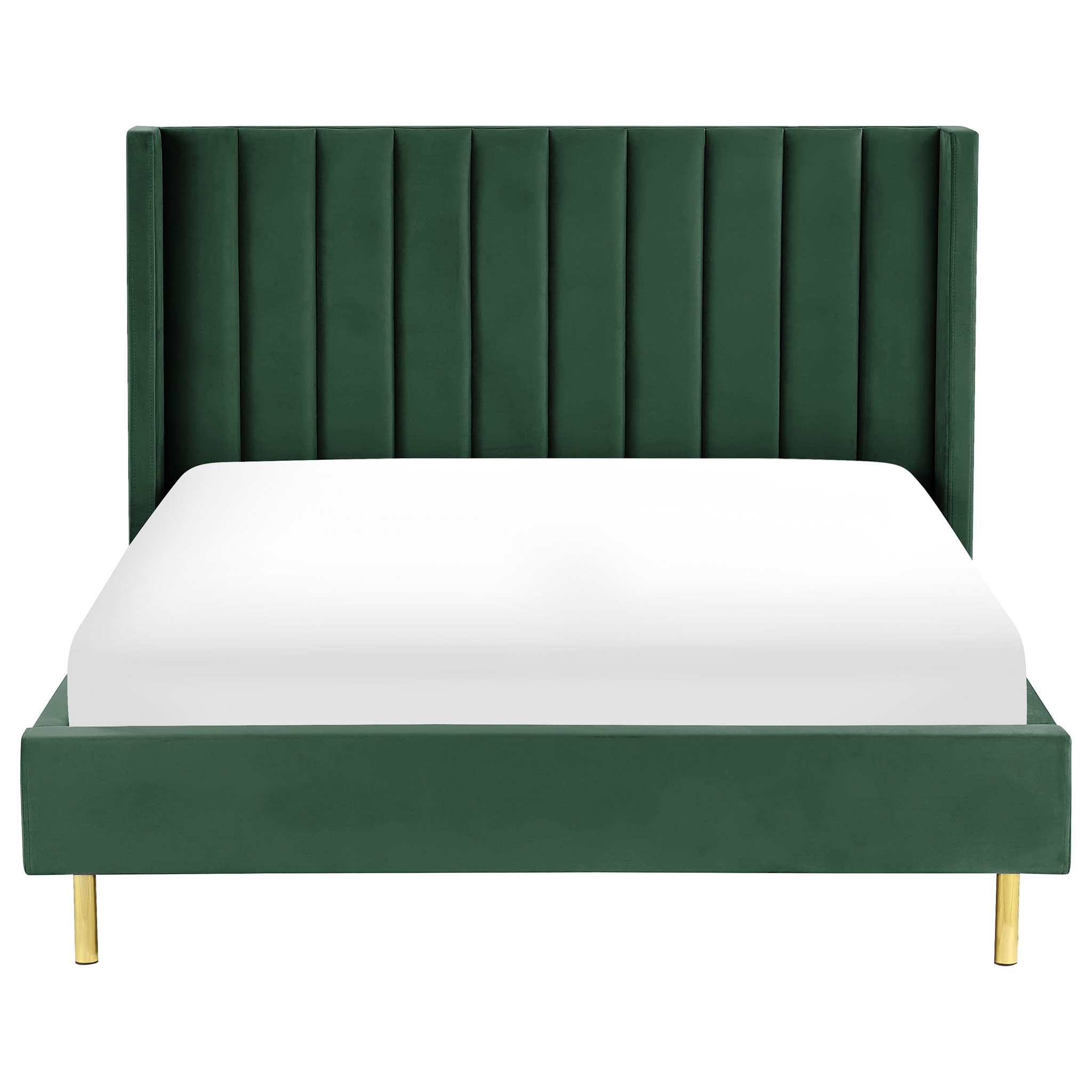 BELIANI Beliani VILLETTE  - Tweepersoonsbed - Groen - 140 x 200 cm - Fluweel