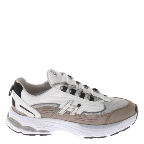 Hip leren sneakers wit/beige/grijs