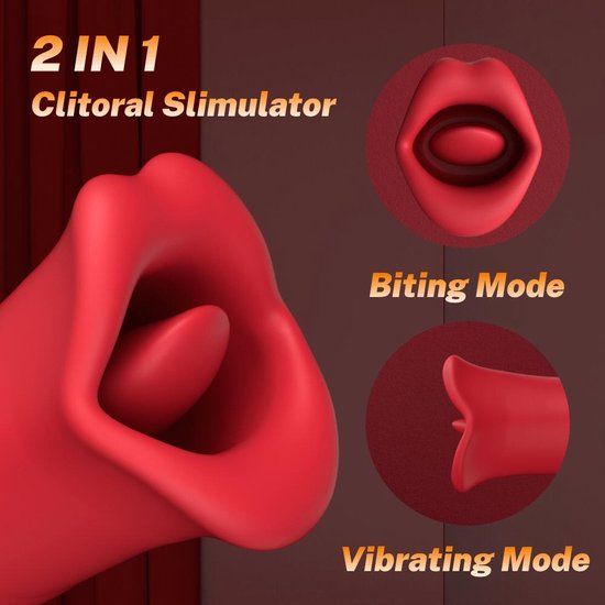 Rood Mond Vibrator - Trilt - 10 Standen - Rode Siliconen Vibrator - Clitoris Stimulator - Vrouw