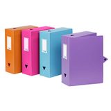 Viquel – Set van 4 opbergdozen van polypropyleen – rug 100 mm – verschillende kleuren – DIN A4 – model Class Docs