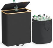 SONGMICS Verzamelcontainer voor statiegeldflessen, 135 liter, Zwart/Natuurlijk