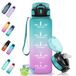 Motswedi Drinkfles, 1500 ml BPA-Vrij, Drinkfles Met Rietje, Lekvrij, Sportfles, Geschikt voor Koolzuurhoudende Dranken, Waterfles voor Kinderen, Camping, Yoga, Sport, Outdoor, hardlopen, Groen Roze