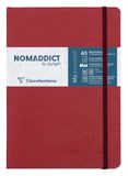 Clairefontaine 793422C Nomaddict (ex Age Bag) Genaaid Notitieboek Elastiek My.Essential Rood - A5 14,8x21 cm - 192 Pagina's Genummerd Kleine Ruitjes - Ivoorkleurig Papier 90 g - Omslag Karton